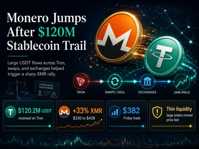 Monero Spikes as $120 Million Stablecoin Trail Hits Privacy…